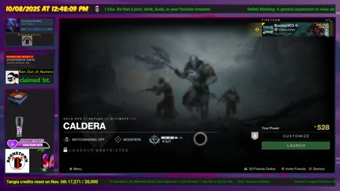 Destiny 2: 10/8/25 - Power 527 7/8 and Rising! ARMS WEEK if you like PvP. Me? Back in the mines.