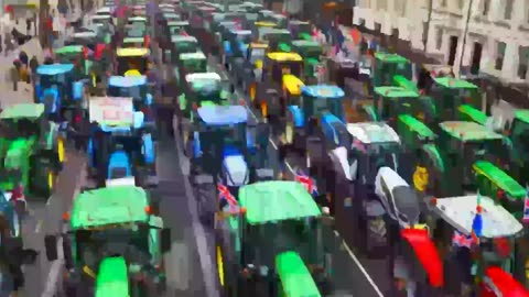 Tractors block central London UK massive farmers TAX protest 🚜