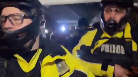 Chants of "USA! USA! USA!" start as police bust anti-ICE encampment