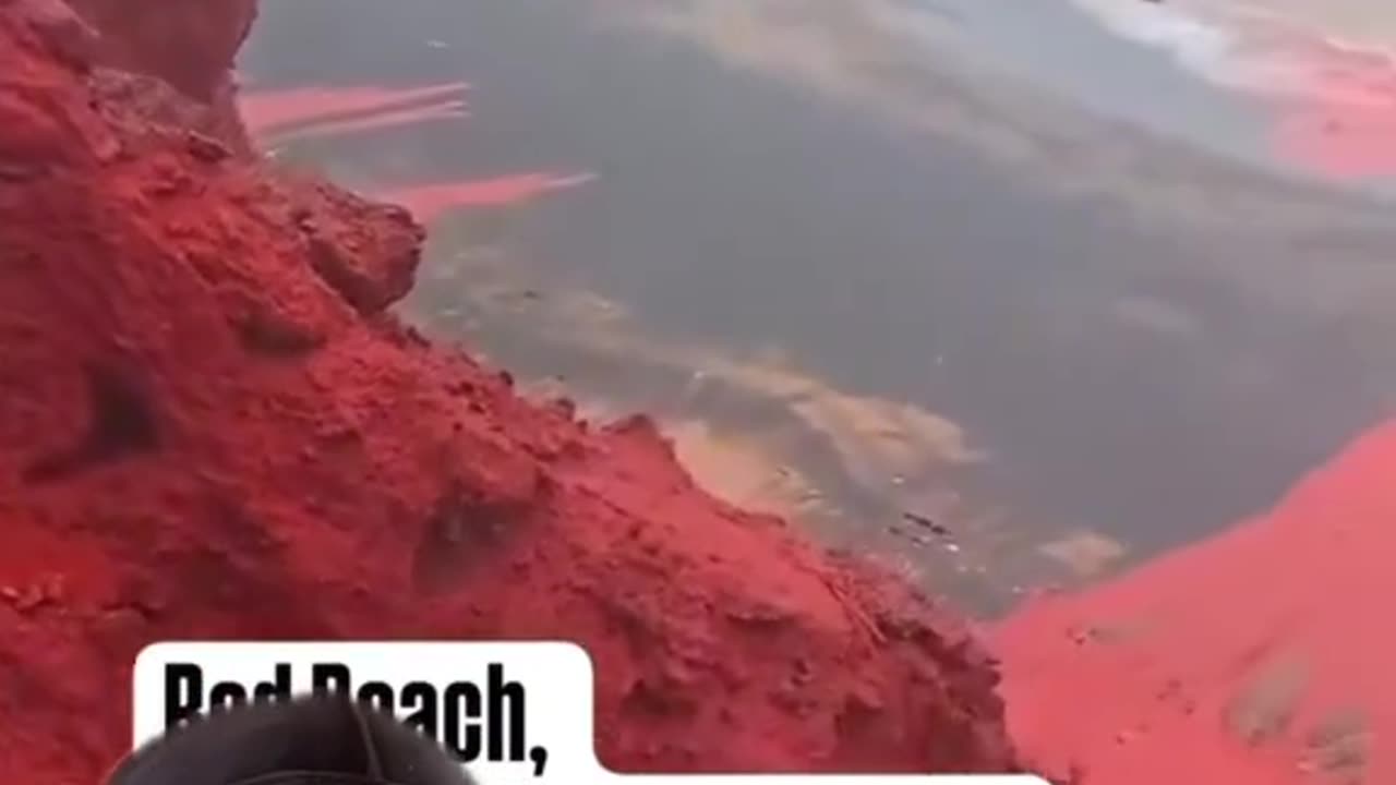 Heavy rain causes the beach in Iran to turn blood red