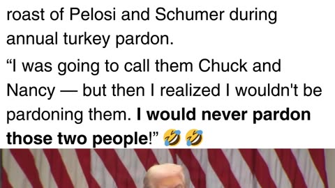 President Trump Hilariously Roasts Nancy Pelosi and Chuck Schumer during Turkey Pardon