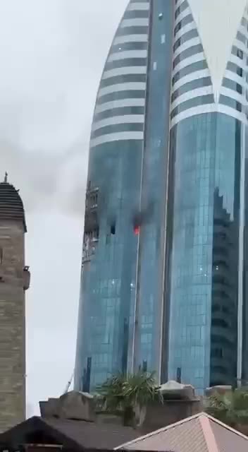 Russian Air Defenses Strike a Skyscraper in Chechen Capital of Grozny