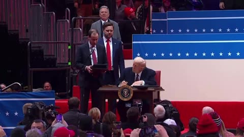 President Donald Trump officially signs a wide range of executive orders