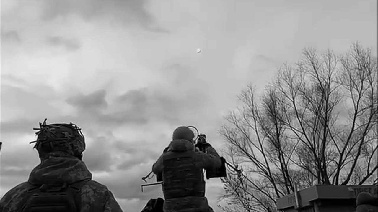 Mobile AAA Unit Shooting Down Russian Attack Drone