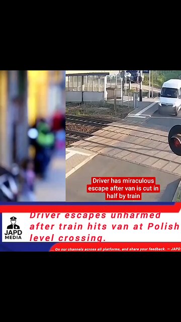 Driver escapes unharmed after train hits van at Polish level crossing. #TrainCrash #japd
