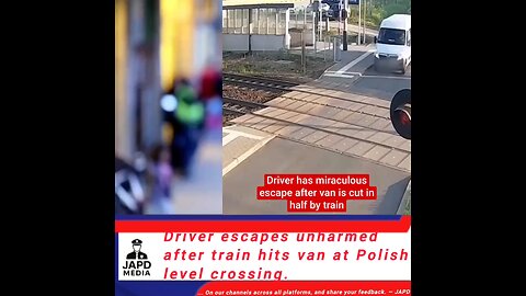 Driver escapes unharmed after train hits van at Polish level crossing. #TrainCrash #japd