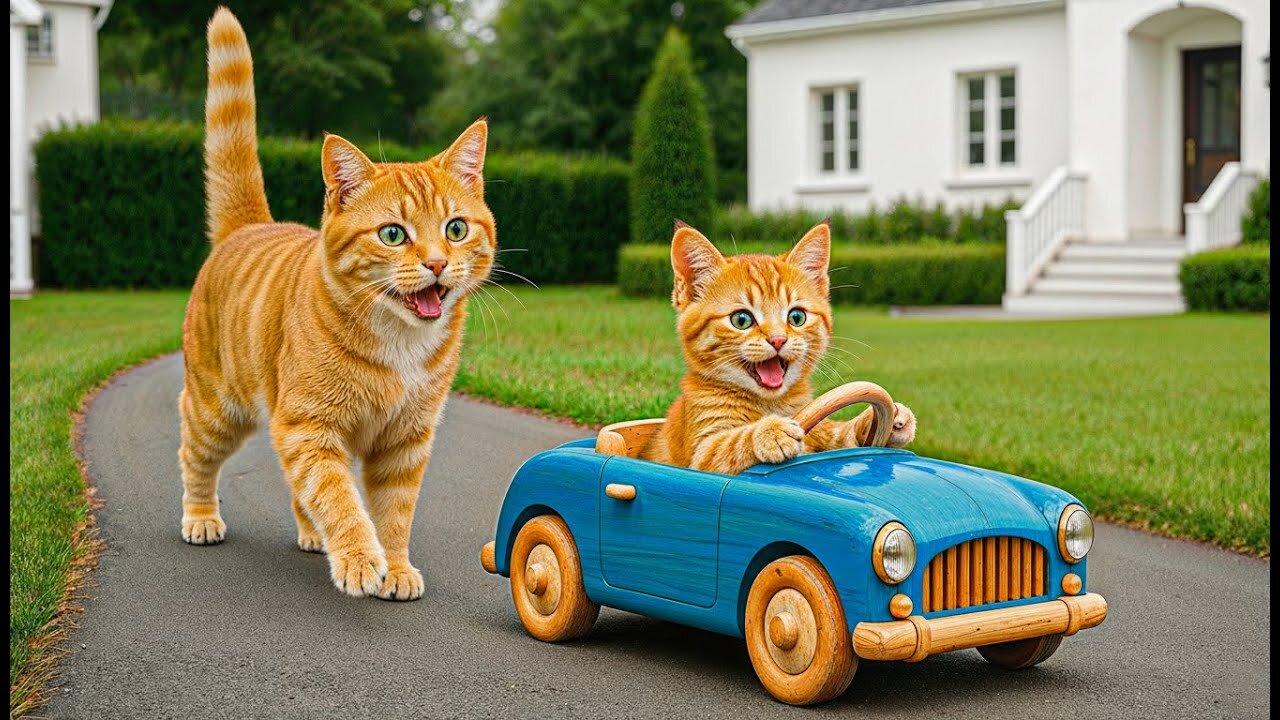 Mama Cat and Ginger Kitten Win Recycled Car Contest! | Creative Heartwarming Story 🐾🐱🏆