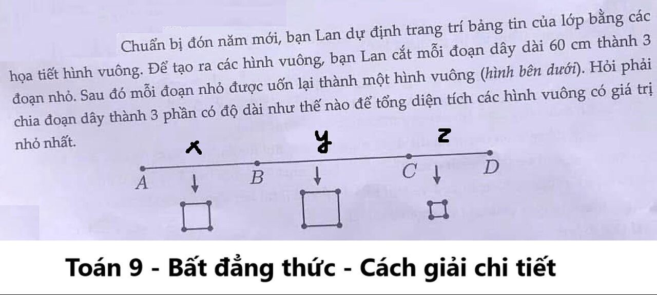 Toán 9: Bất đẳng thức: Chuẩn bị đón năm mới, bạn Lan dự định trang trí bảng tin của lớp bằng các họa