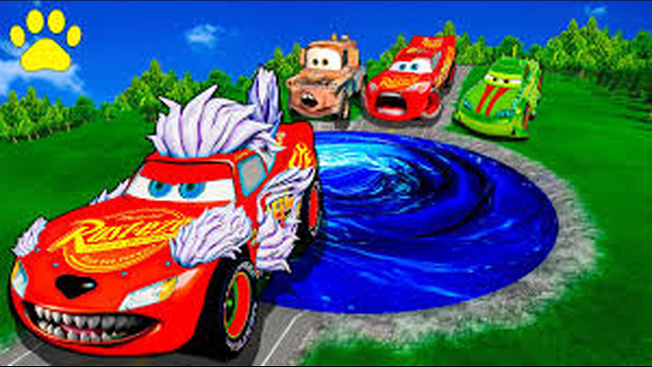 “Lightning McQueen Becomes a Werewolf in a Mysterious Pit | Pixar Parody Adventure 🐺🚗”