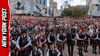 Hundreds of bagpipers break world record with AC/DC's 'It's a Long Way to the Top'