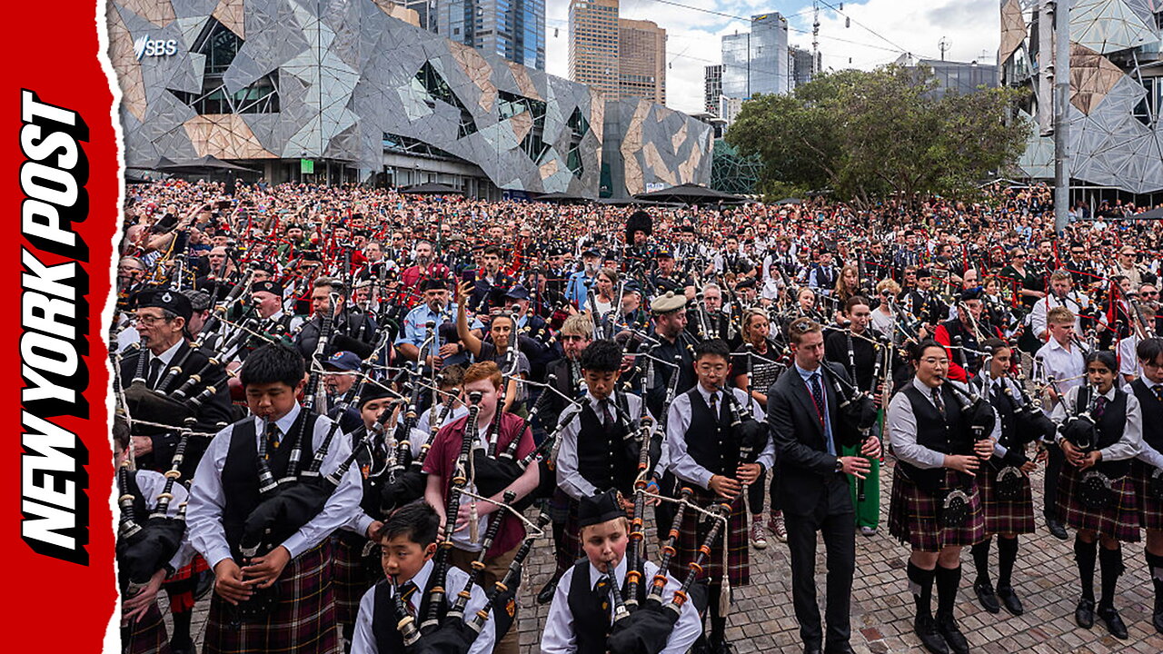 Hundreds of bagpipers break world record with AC/DC's 'It's a Long Way to the Top'