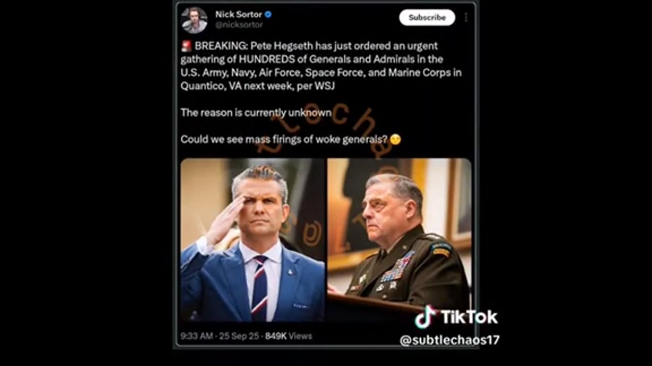 Hegseth calling meeting ..