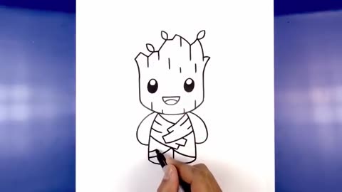 How to Draw Groot FOR BEGINNERS Step by Step Tutorial