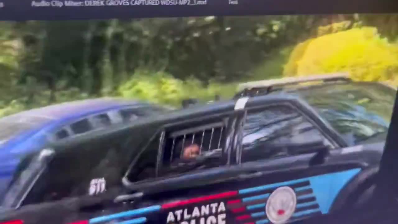 Derrick Groves screams from the back of a police car after being arrested in Atlanta, Georgia