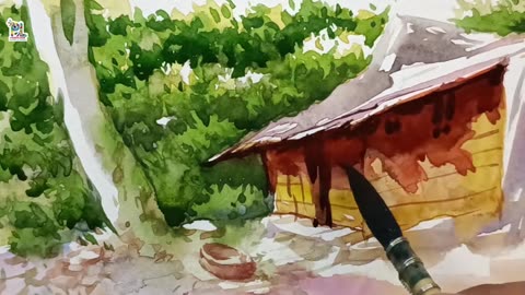 How to paint Hut in Scenery Water Color Art