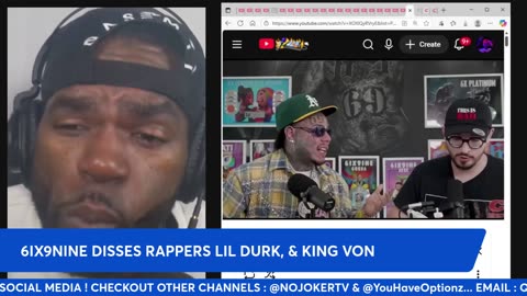 6IX9NINE DISSES RAPPERS LIL DURK & KING VON !!!
