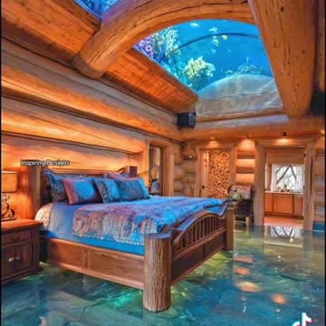 Wow! Absolutely stunning log cabin with an aquarium ceiling!