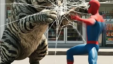 TAIGER fighting Spiderman #aicat
