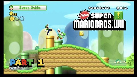 New Super Mario Bros. Wii: Super Guide (Wii) - World 1 (Part 1/NO COMMENTARY)