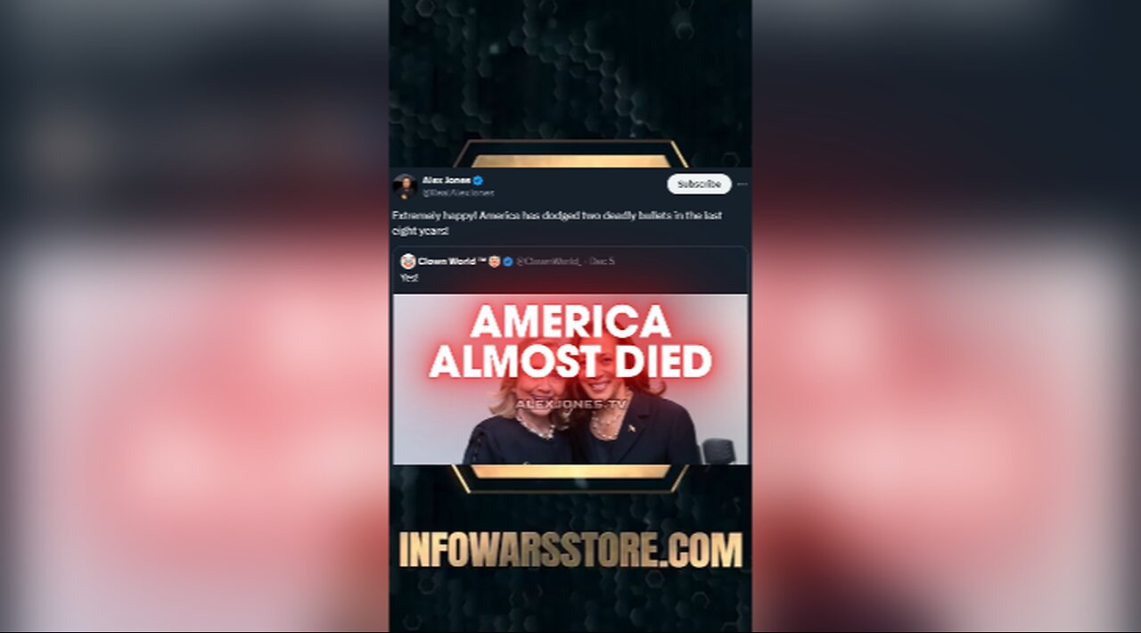 America Dodged 2 Bullets - Alex Jones on X