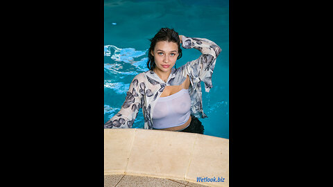 Wetlook girl Fashion with Leather Pants & Blouse