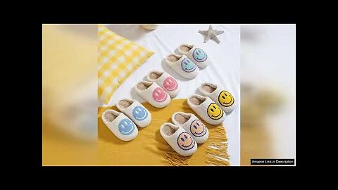 KEYUSHOP Happy Face Slippers for Kids Smile Face House Slippers Soft Plush Review