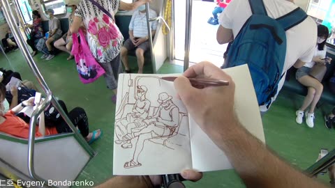 Sketching in Metro. Taiwan real time drawing