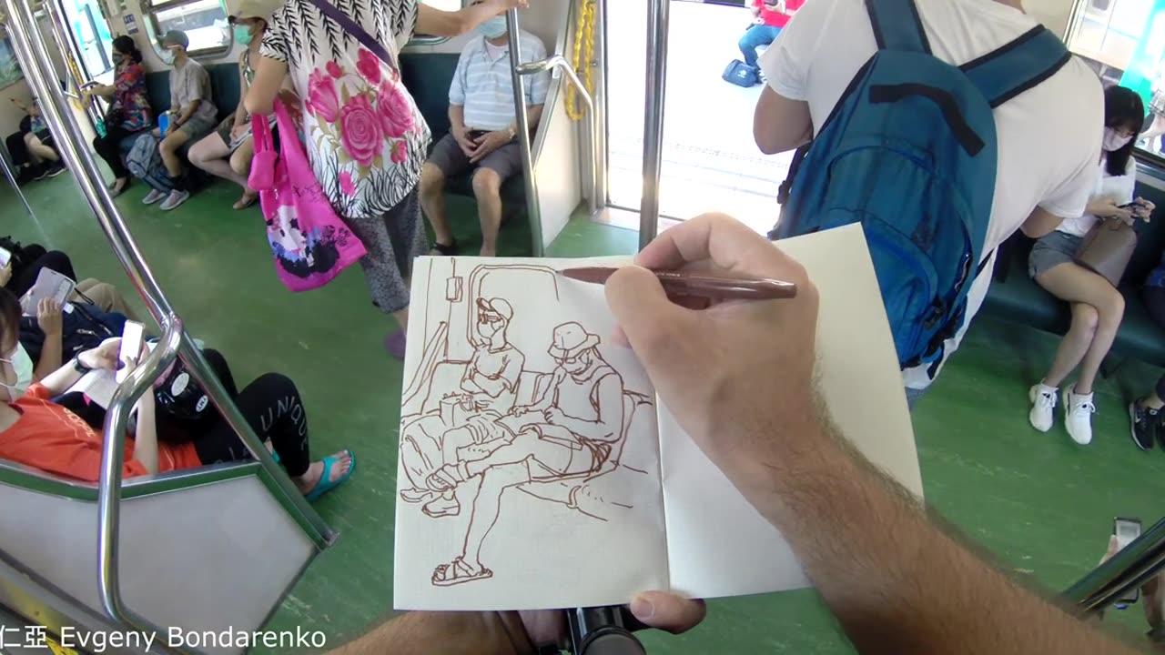 Sketching in Metro. Taiwan real time drawing