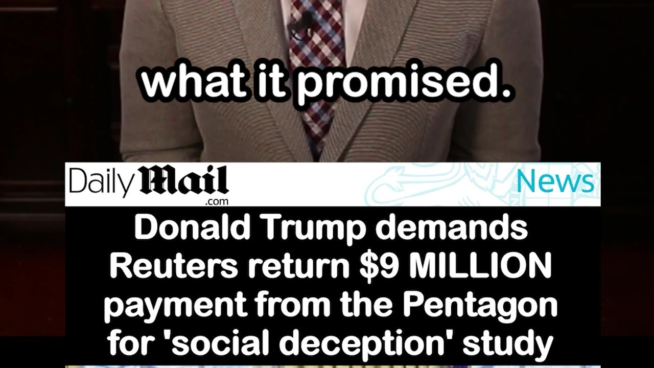 Trump Demands Reuters Return $9 Million for Social Deception Study Pentagon Contract