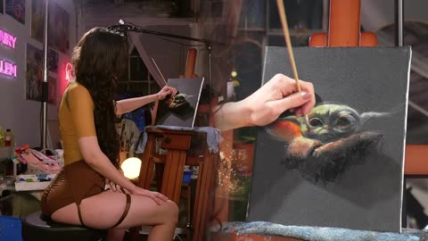 How to Paint Baby Yoda ASMR Art Tutorial