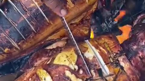 Grilling Giant Squid by the Beach! Juicy & Flavorful 🔥🦑