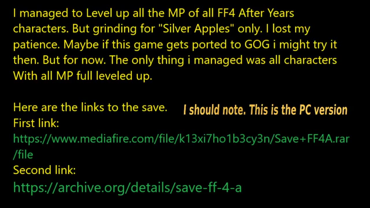 FF4 After Years PC (All MP leveled up) - save file