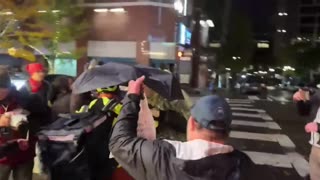 Here’s a man defending himself after being bumped off his bike by a crazy old man! Antifa