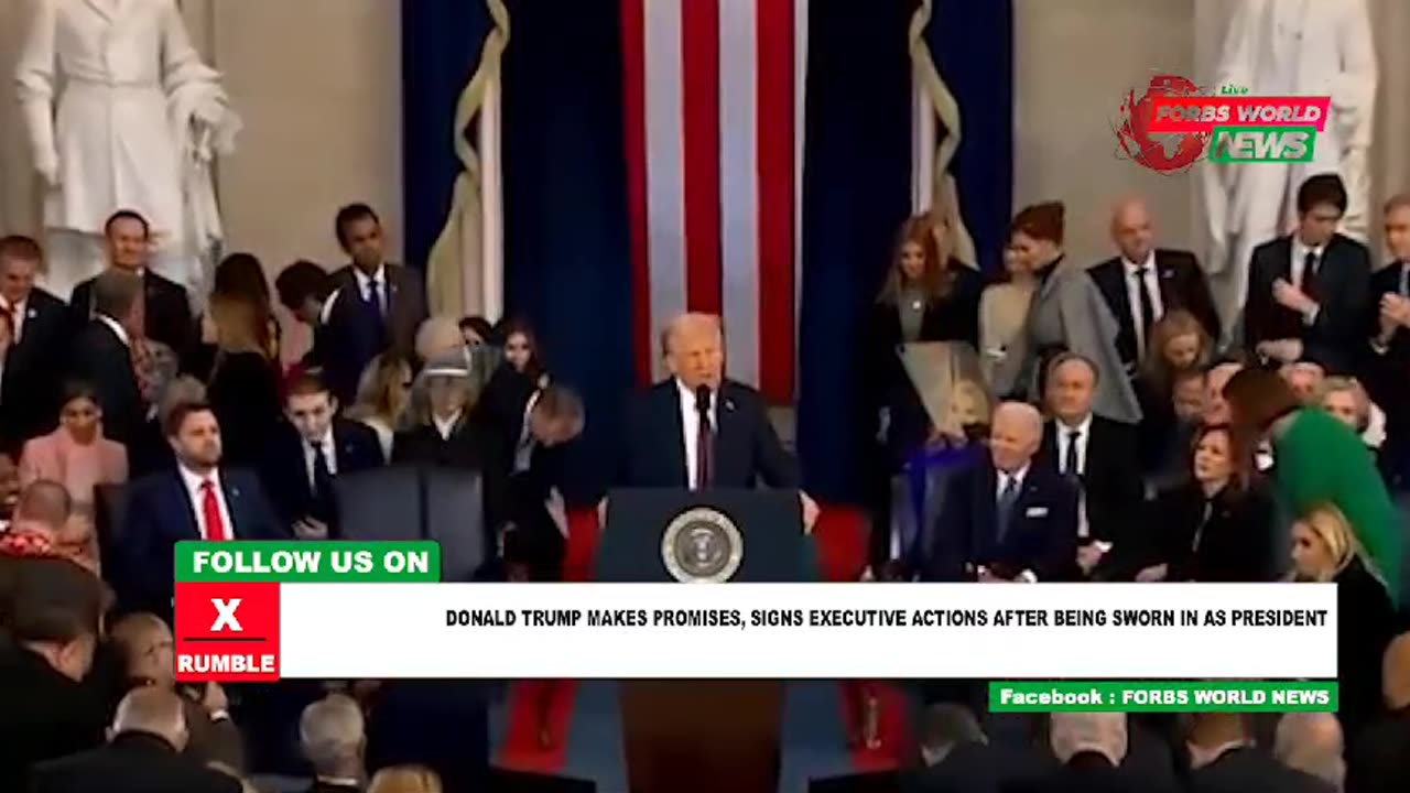 Former presidents arrive the Rotunda for the inauguration ceremony of President Trump