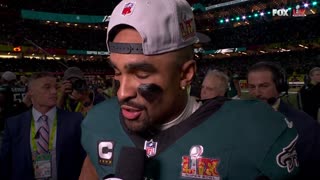 Jalen Hurts reacts to becoming a Super Bowl Champion!