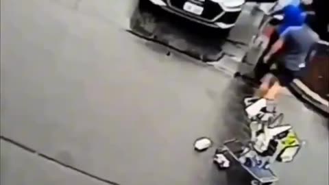 HOLY SSH!T! In a Walmart parking lot a woman gunned her car toward her husband narrowly missing him.