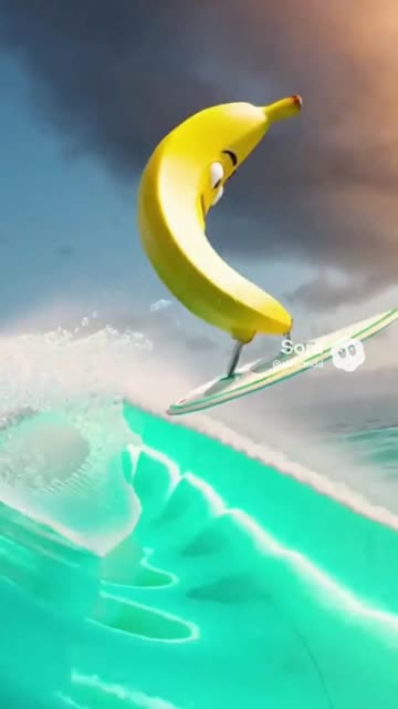 Banana peeling open to release glowing, energizing juice