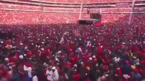 He is chanting kill the white farmers to a cheering stadium