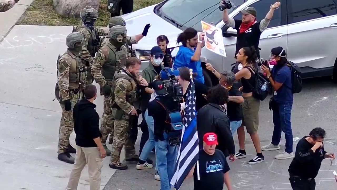 One anti-ICE agitator violently grabbed the mask of an ICE Special Response