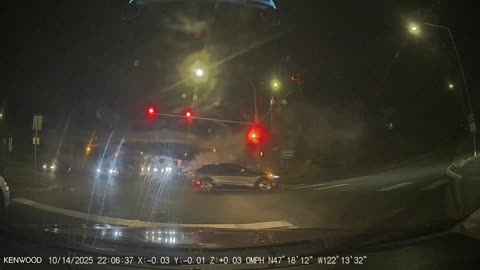 Speeding Car In The Wrong Lane Runs Red Light