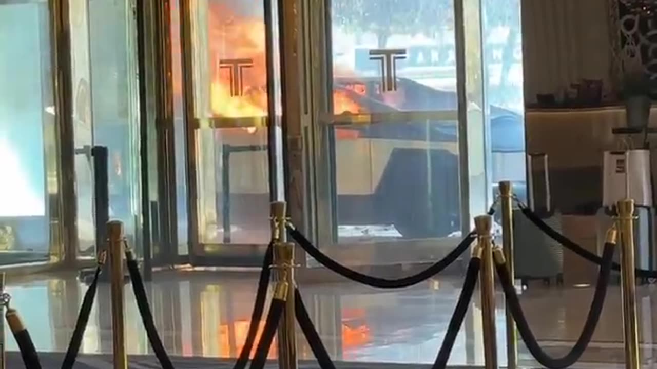 BREAKING: Tesla Cybertruck explodes at the entrance to Trump International Hotel in Las Vegas.