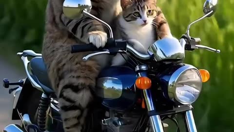 Cat and her boy having fun on bike😱 🐈