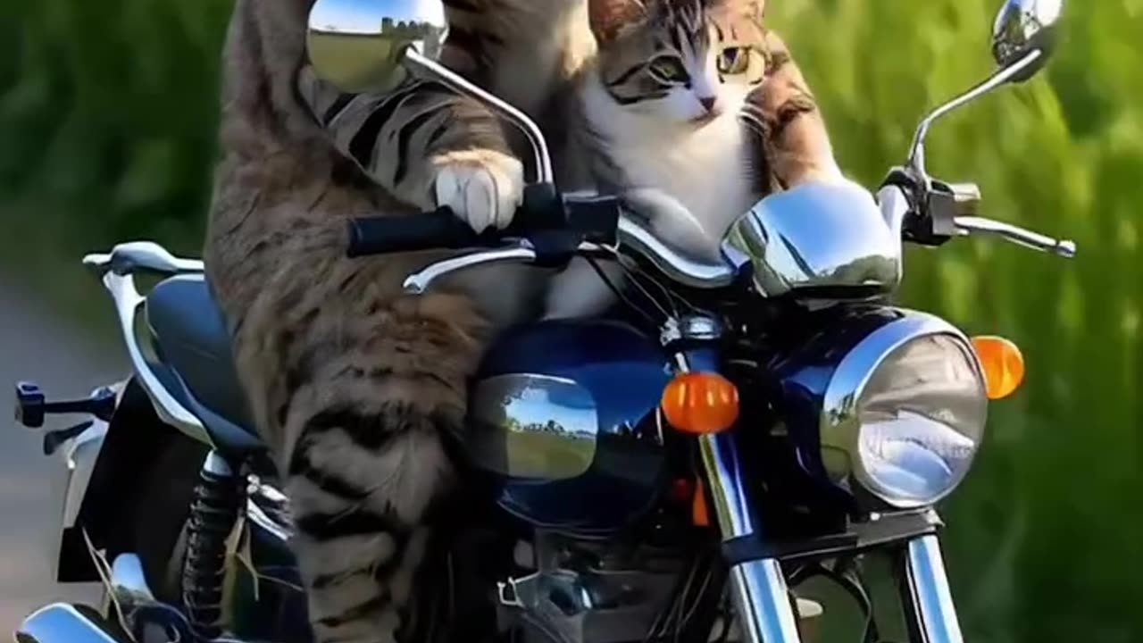 Cat and her boy having fun on bike😱 🐈