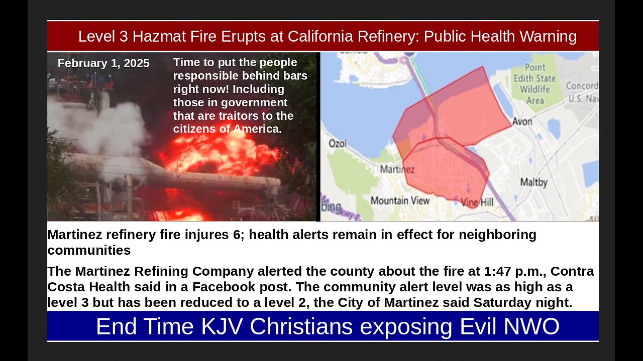 Level 3 Hazmat Fire Erupts at California Refinery: Public Health Warning