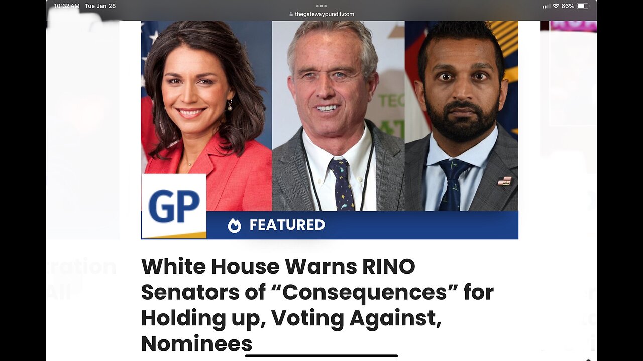White House Warns RINO Senators of “Consequences” for Holding up, Voting Against, Nominees