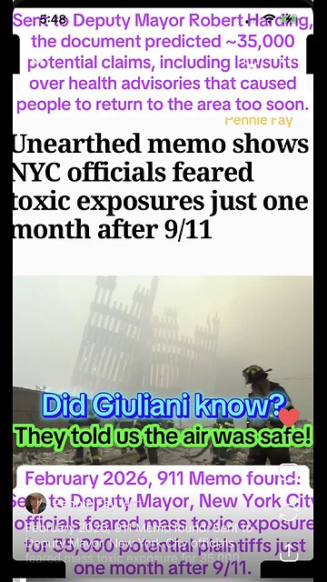 MEMO: NYC feared mass toxic exposure for 35,000 potential plaintiffs just one month after 9/11