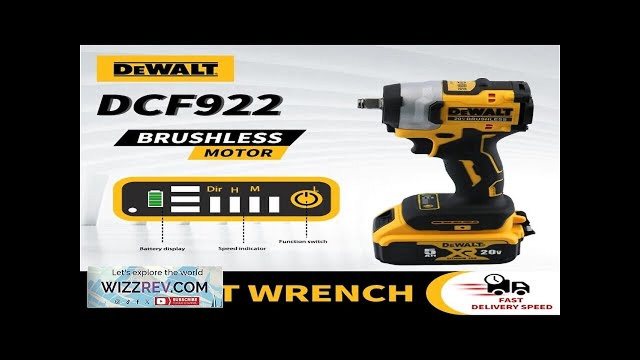 DEWALT DCF922 Brushless electric wrench Strong torque LED lighting 610N.M Remove torque Review