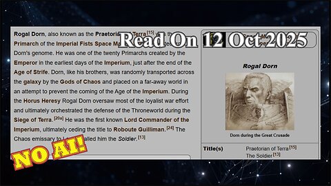 Rogal Dorn (No AI) - 12 October 2025