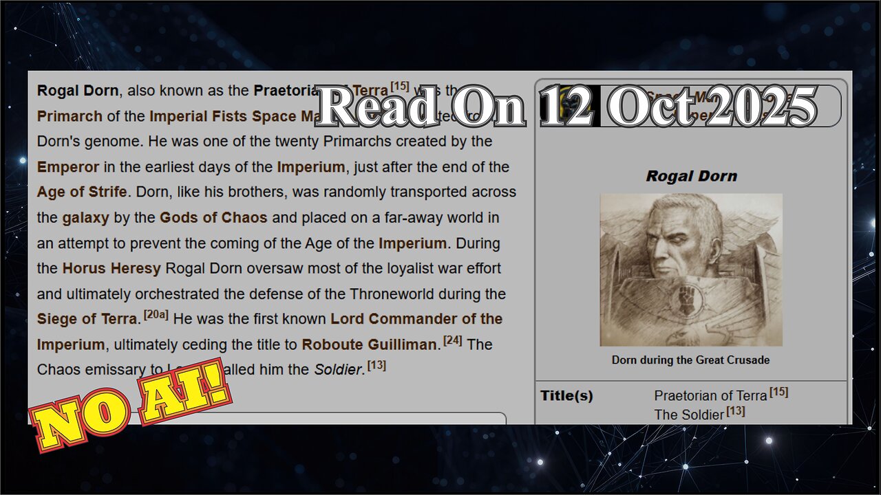 Rogal Dorn (No AI) - 12 October 2025