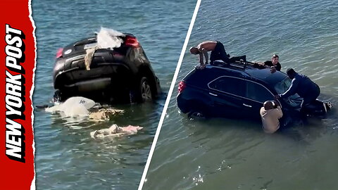 Insane moment good samaritans rescue driver trapped in sinking SUV